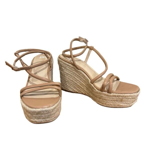 BP NWOB Cohan Espadrilles Wedges Platform Strappy Open Toe Brown Size 9.5 - Picture 3 of 6